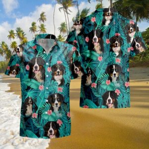 Bernese Mountain Tropical Hawaiian Shirt,Dog Lover Shirt, Retro Hawaii