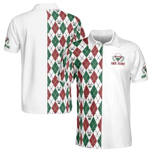 Santa Golf Icon Personalized Christmas Golf Ball Pattern Men's Polo Shirt