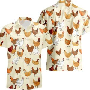 Funny Chickens Hawaii Shirt, Animal Hawaiian Shirt Men, Farm Gift For Women