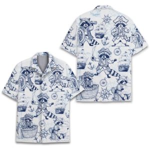 Pirate Raccoon Hawaiian Shirt Men Women Youth, Vintage Raccoon Aloha Shirt