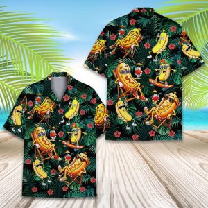 Funny Hot Dog Hawaiian Shirt for Men Women Youth, Food Summer Beach Shirt